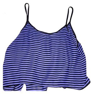Black and Purple Stripped Skinny Strap Crop Top